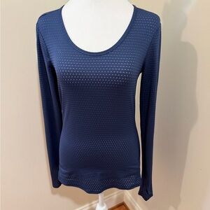 Athleta Navy Long-Sleeve Scoop Neck Performance Top